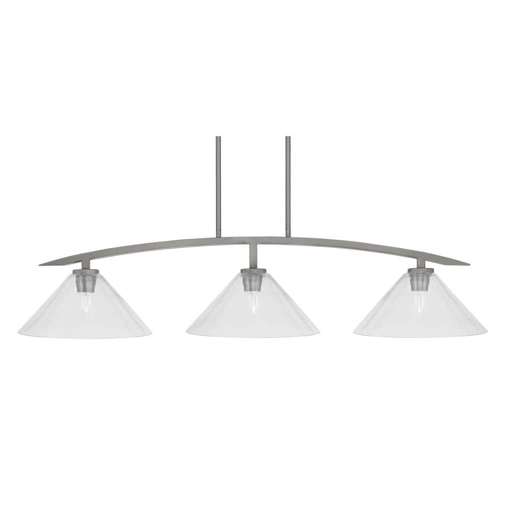 Siena 45.25 in. 3-Light Graphite Chandelier with 12 in. Clear Bubble Glass 