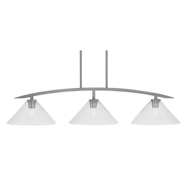Unbranded Siena 45.25 in. 3-Light Graphite Chandelier with 12 in. Clear Bubble Glass Shades, no bulbs included