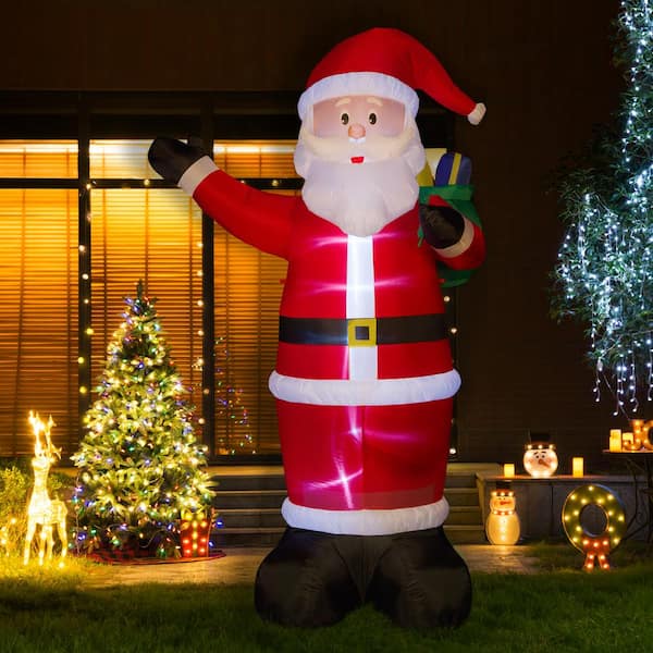 bespotten ballet richting Glitzhome 12 ft. Lighted Inflatable Santa Decor 1125004445 - The Home Depot