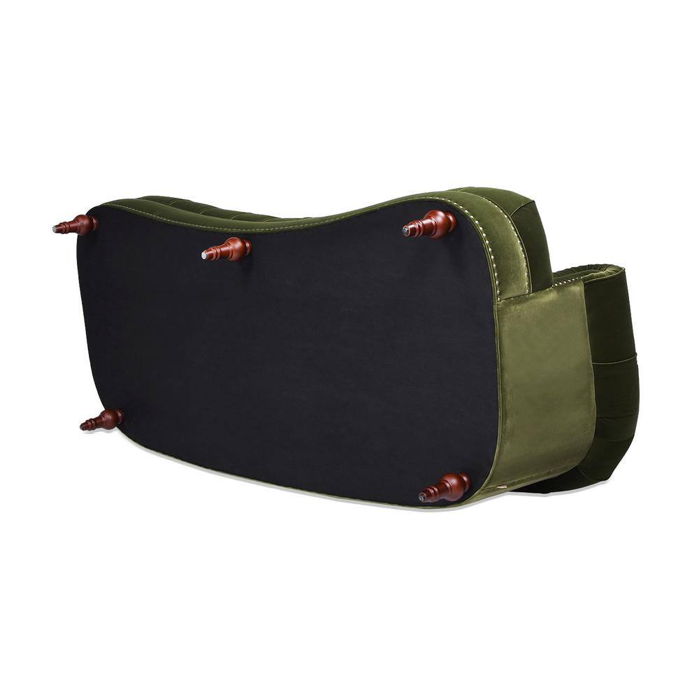 Olive Green Velvet Chesterfield Sofa with Nailhead Trim