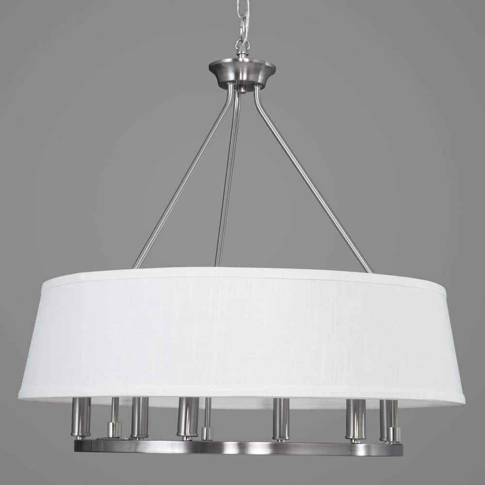 Cherish 6-Light Brushed Nickel Chandelier with White Linen Shade