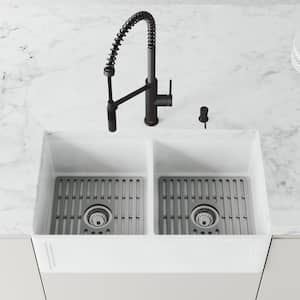 15 in. x 14 in. Silicone Bottom Grid for 33 in. Double Bowl Kitchen Sink in Gray (2-Pack)