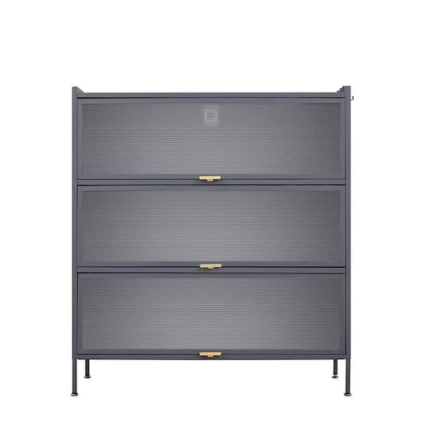 COWLOWN 39.37 in. W x 13.78 in. D x 43.3 in. H Gray Linen Cabinet