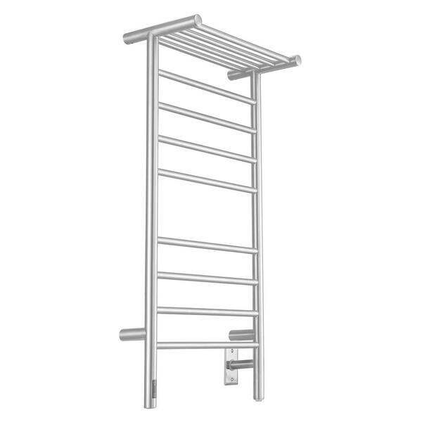 Ancona Piazzo OBT - 8 Bar Dual Wall Mount Towel Warmer with Integrated On-Board Timer in Brushed Stainless Steel