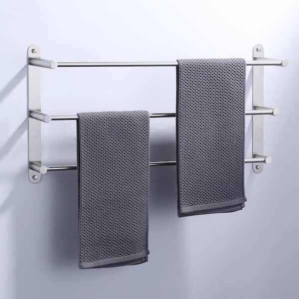  Towel Rack Wall Mounted, LAFEALO Silver Towel Rack for
