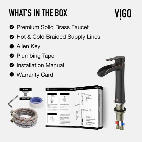 VIGO Niko Single Handle Single-Hole Bathroom Vessel Faucet Set