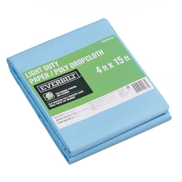 Everbilt 4 ft. x 15 ft. Slip Resistant Paper/Poly Drop Cloth