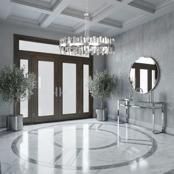 Jackson 8-Light 31 in. Nickel Crystal Modern Ringed Dimmable Chandeliers Dining Foyer Lighting