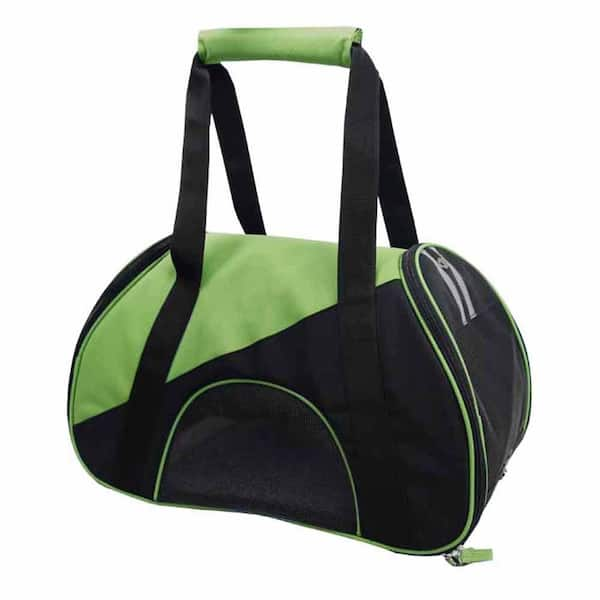 Pet Life Airline Approved Folding Zippered Sporty Mesh Pet Carrier in Green & Khaki, Medium