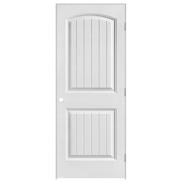 Masonite 32 in. x 80 in. 2 Panel Left-Handed Primed Composite Hollow Core Single Prehung Interior Door 4-9/16 in. Flat Jamb