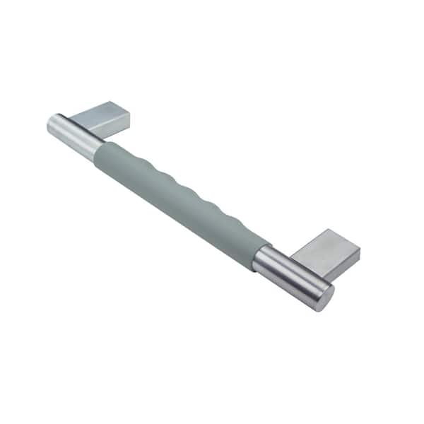 Transolid Maddox 12 in. x 1 in. Concealed Screw Grab Bar with Silicone Grip in Brushed Stainless/Grey