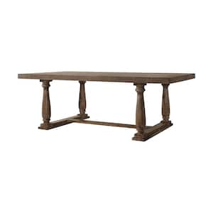 Bernard 84 in. Rectangle Weathered Oak Wood Top with Wood Frame Seats 6