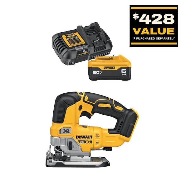20V MAX XR Lithium-Ion Cordless Brushless Jigsaw with 6.0 Ah Battery Pack and Charger Kit