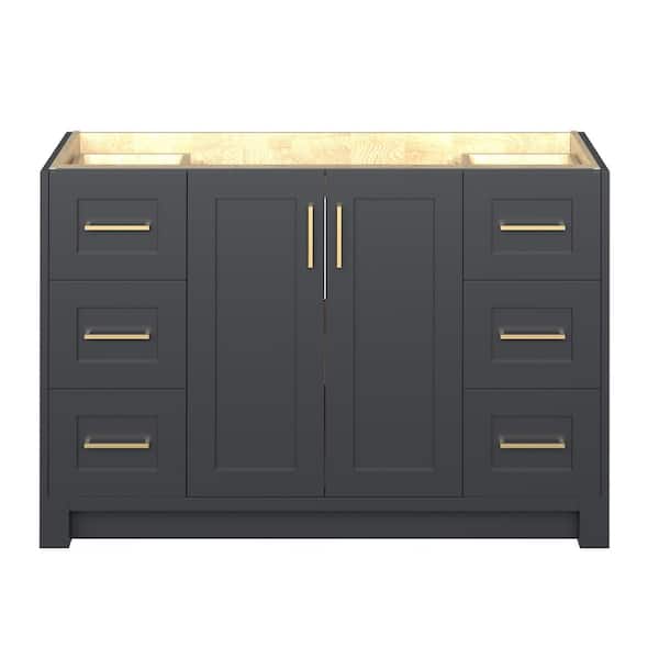 48 in. W x 21.5 in. D Freestanding Bath Vanity Cabinet without Top Solid Wood Bath Vanity Base Charcoal Gray Assembled