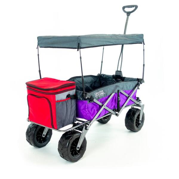 Unbranded 4.1 cu.ft. Metal Folding Garden Cart XXL Hauler in Purple Gray