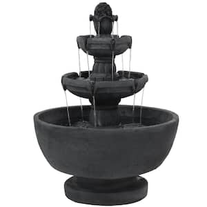 34 in. 3-Tiered Budding Fruition Outdoor Water Fountain