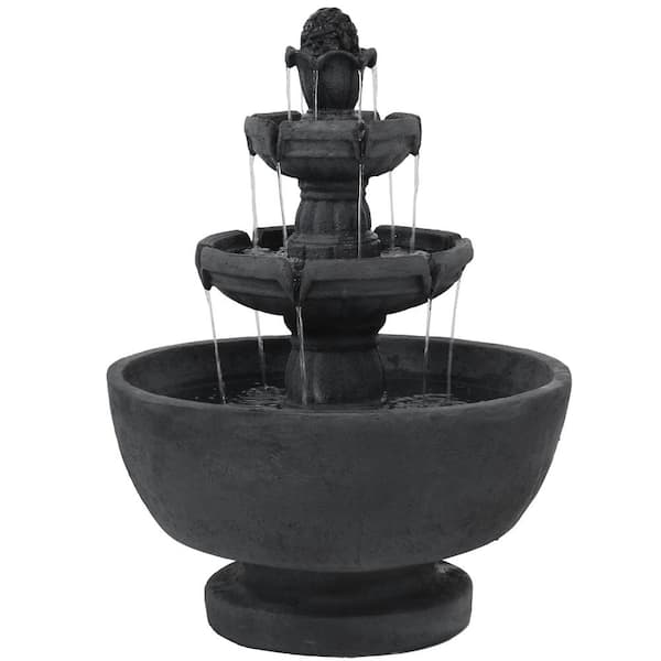 Sunnydaze Decor 34 in. 3-Tiered Budding Fruition Outdoor Water Fountain
