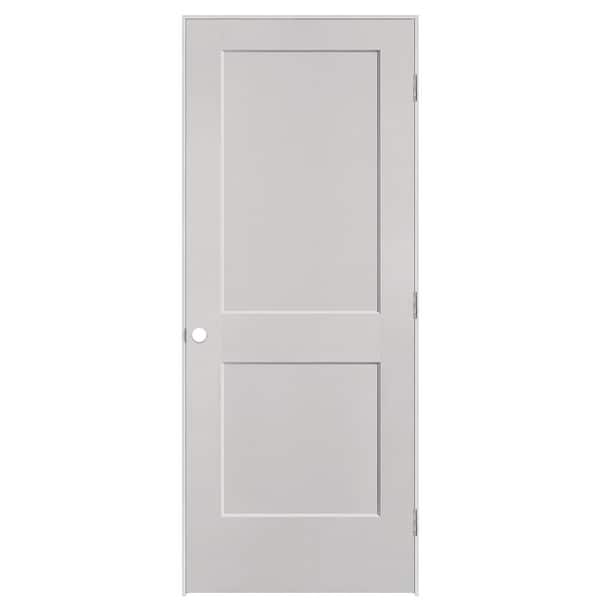 Masonite 32 in. x 80 in. 2-Panel Logan Left-Hand Solid Core Silver Bullet Molded Composite Single Prehung Interior Door