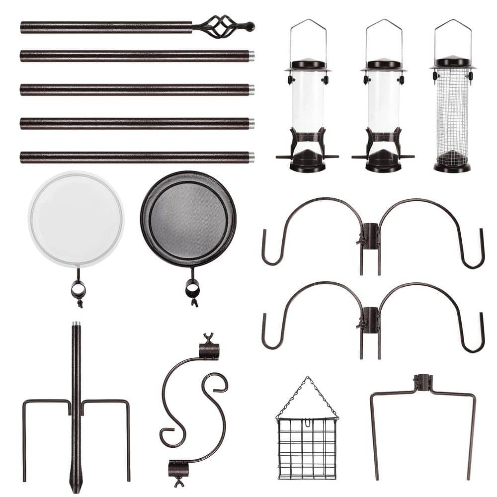 6-Hook 94 in. Alloy Steel Bird Bath Stand, Bird Feeding Station Kit, Wild Bird Feeder Stand Pole, Rust Resistant price history on PriceWatchPro