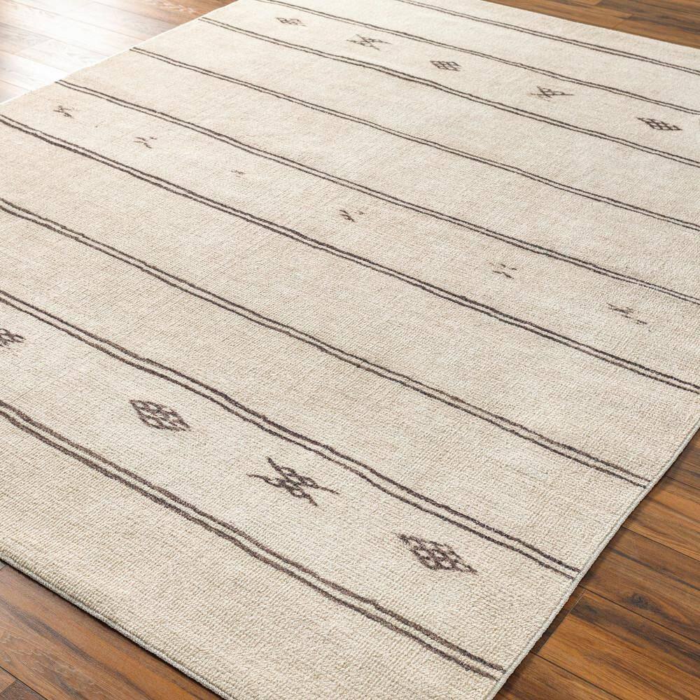 Modern Gray Stripe Synthetic Area Rug 6 ft 7 in Square