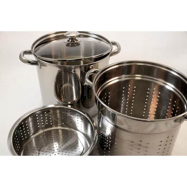 Cooks Standard Classic 12 qt. Stainless Steel Pasta Stockpot Cooker Steamer  Multi-Pot Set 02568 - The Home Depot