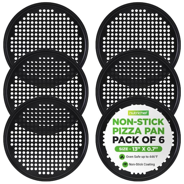 13’’ 6 Pcs. Non-Stick Pizza Pan - Nonstick Coating Inside & Out, Ideal for Baking, Fits Model NCBS10S - BKNCBS10SPZPX6