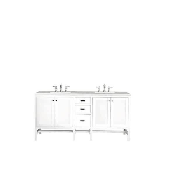 James Martin Vanities Addison 72 in. W x 23.5 in. D x 35.5 in. H Bath Vanity in Glossy White with Eternal Serena Quartz Top