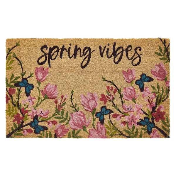 Spring Vibes 18 in. x 30 in. Coir Indoor/Outdoor Door Mat Multi-Colored