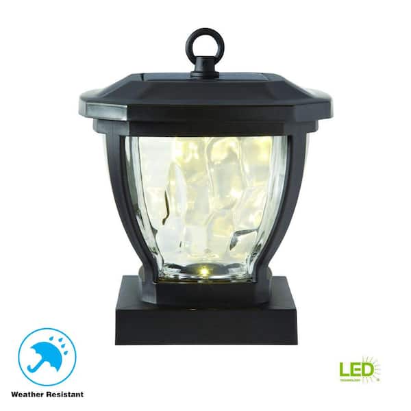 Solar Bronze Outdoor Integrated LED Deck Post Light with Water Glass Lens (2-Pack)