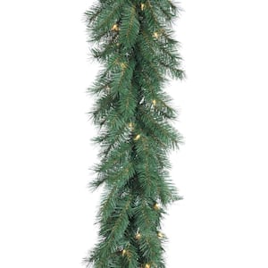 9-Foot Long Pre Lit Aspen Spruce Garland with 100 UL Clear LED Lights