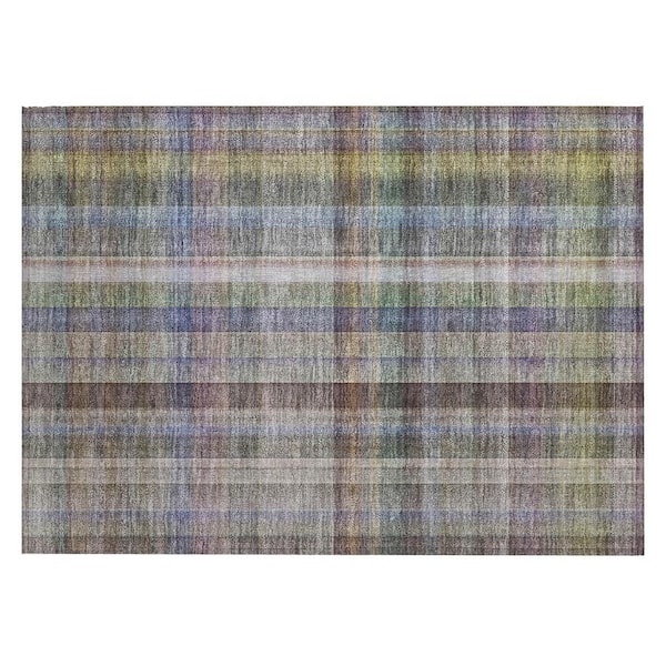 Gray 2 ft. x 3 ft. Woven Plaid Polyester Rectangle Indoor/Outdoor Area Rug