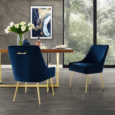 Navy Gold Velvet Dining Chairs, Navy Blue Velvet Dining Chairs With Gold Legs