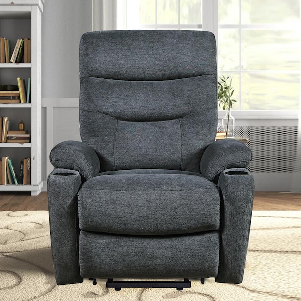 Seafuloy Gray Polyester Standard (No Motion) Recliner