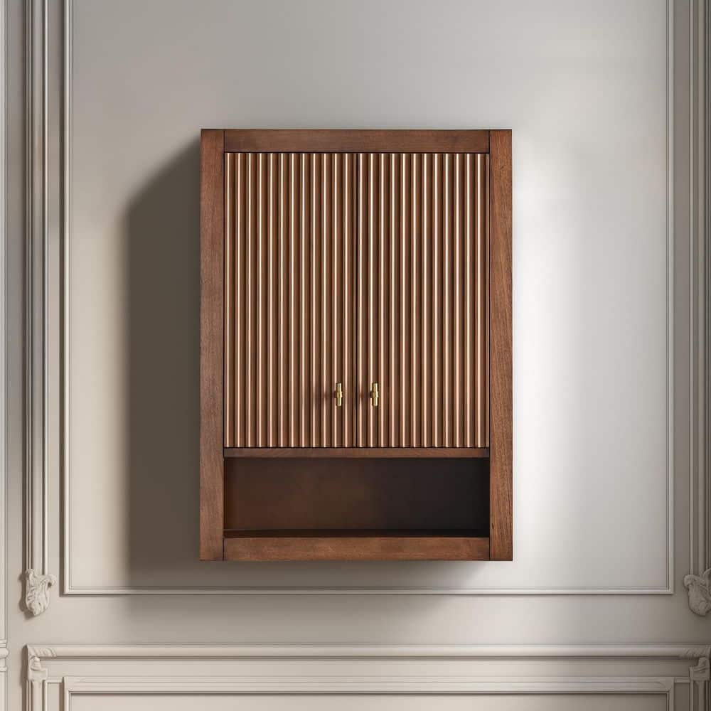 24 in. W x 8 in. D x 33 in. H Bathroom Storage Wall Cabinet in Linear Walnut/GB price history on PriceWatchPro