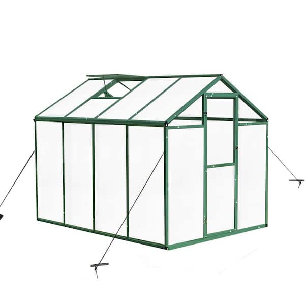 6 ft. W x 8 ft. D x 7 ft. H Aluminum Frame Clear Polycarbonate Greenhouse