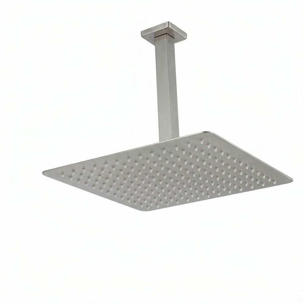 Modern 1-Spray Pattern 16 in. Single Ceiling Mount Fixed Rainfall Showerhead in Brushed Nickel price history on PriceWatchPro