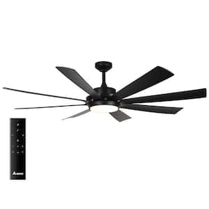 Rio Vista 60 in. Integrated LED Indoor/Outdoor Matte Black Ceiling Fan with Remote, 8 Blades and Reversible Motor