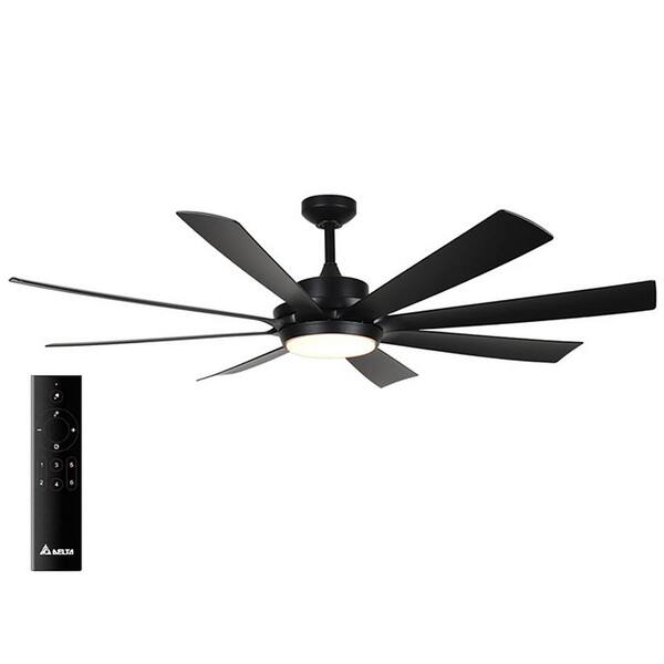 Delta Breez Rio Vista 60 in. Integrated LED Indoor/Outdoor Matte Black Ceiling Fan with Remote, 8 Blades and Reversible Motor