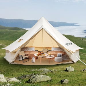 8-10 Person Canvas Glamping Bell Tent, Breathable Waterproof Yurt Tent, 16 ft. x 16 ft. x 118 in.(Diameter 5M)