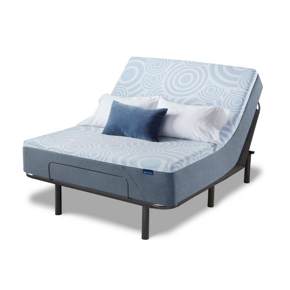 California King 12" Gel Memory Foam Mattress in White and Dark Blue