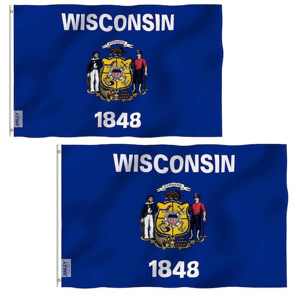 3 ft. x 5 ft. Polyester Wisconsin State Flag-Wisconsin WI Flags (2-Pack)