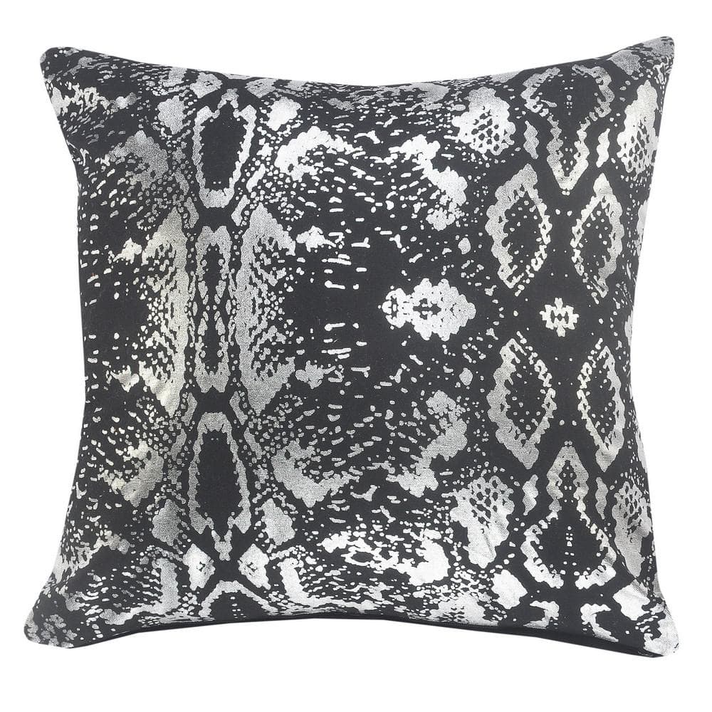 Metallic Black / Silver Snake Skin Soft Poly-fill 20 in. x 20 in. Indoor Th