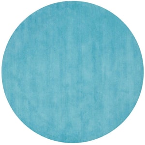 Himalaya Turquoise 4 ft. x 4 ft. Round Solid Area Rug