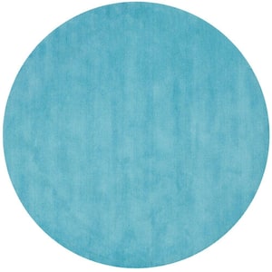 Himalaya Turquoise 6 ft. x 6 ft. Round Solid Area Rug