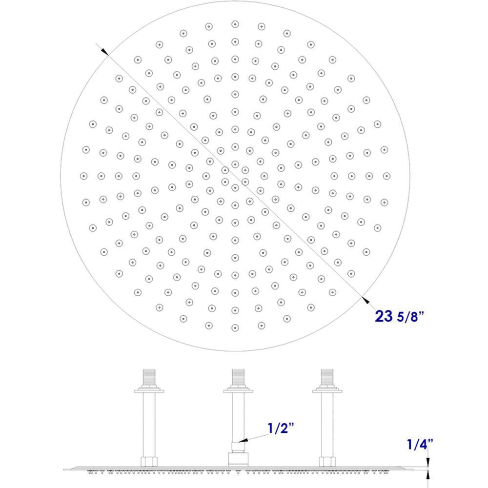 Ultra Thin 24" Brushed Stainless Steel Ceiling Mounted Rain Shower Head