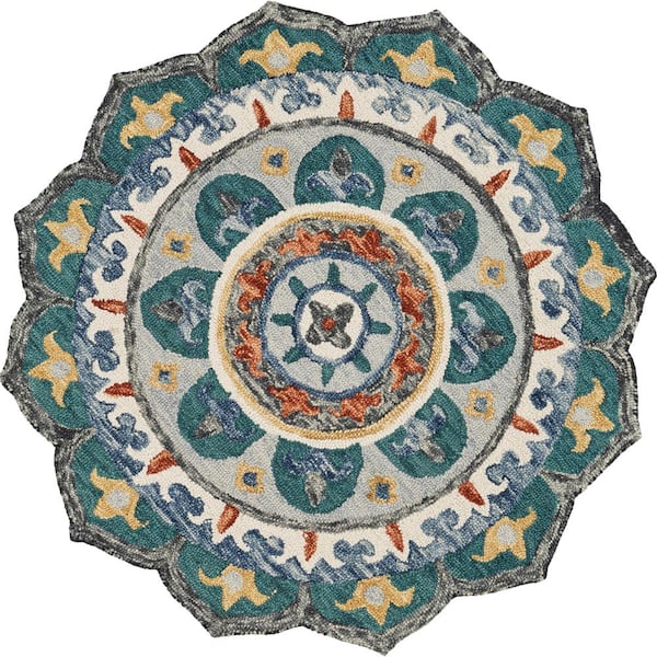 Mandala Round Area Rug for Living Room Bedroom Boho Floral Colorful Circle  Rugs