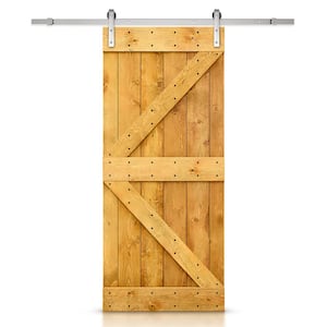 K Series 30 in. x 84 in. Solid Colonial Maple Stained DIY Knotty Pine Wood Interior Sliding Barn Door with Hardware Kit