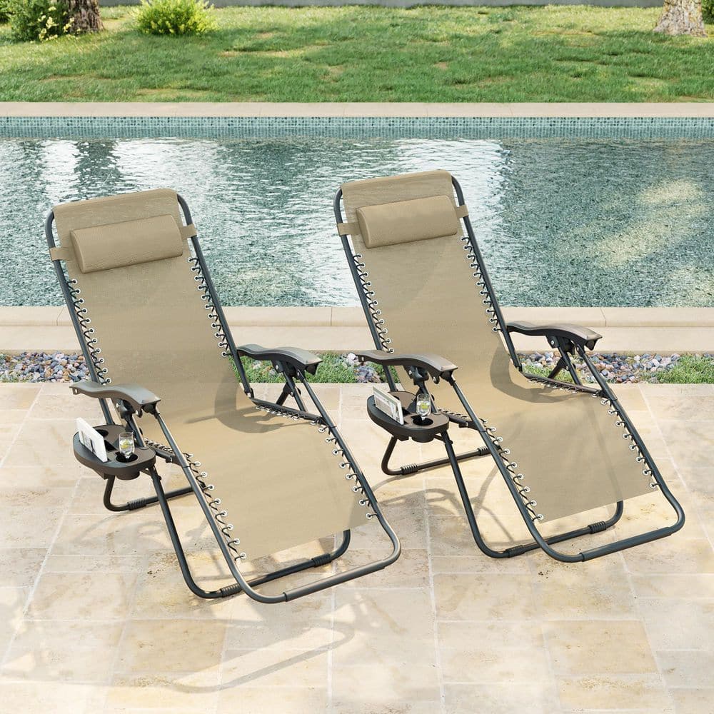 Sonkuki Folding Zero Gravity Metal Frame Recliner Outdoor