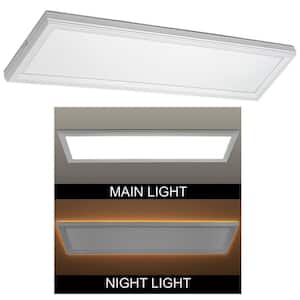 48 in. x 15 in. Low Profile White LED Flush Mount Ceiling Light with Night Light Feature Adjustable CCT Kitchen Lighting