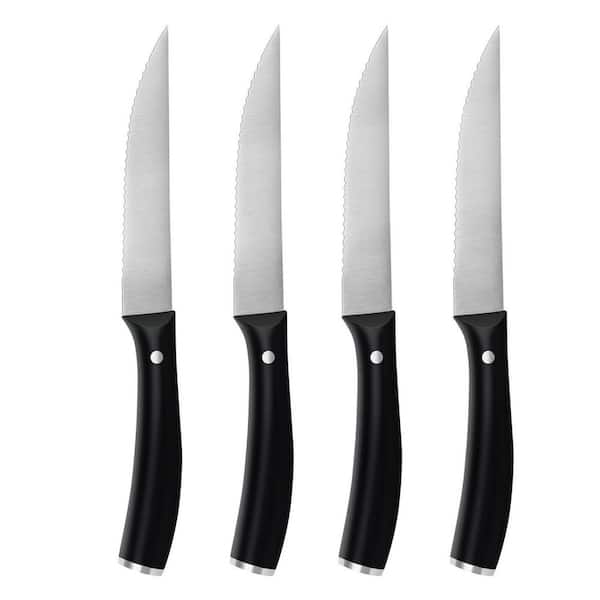 4.5 in. High Carbon Stainless Steel Partial Tang Serrated Edge Steak Knife Set with Ivory Handle (Set of 4)